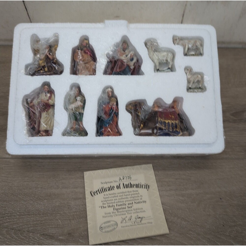 Hawthorne Village The Holy Family and Nativity Figurine 10pc Set W/ COA